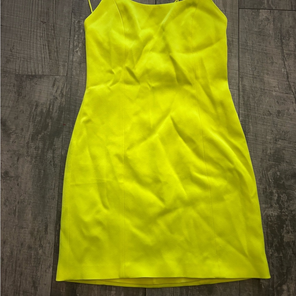 Alice + Olivia Yellow One Shoulder Sheath Mini Dress - Picture 3 of 3